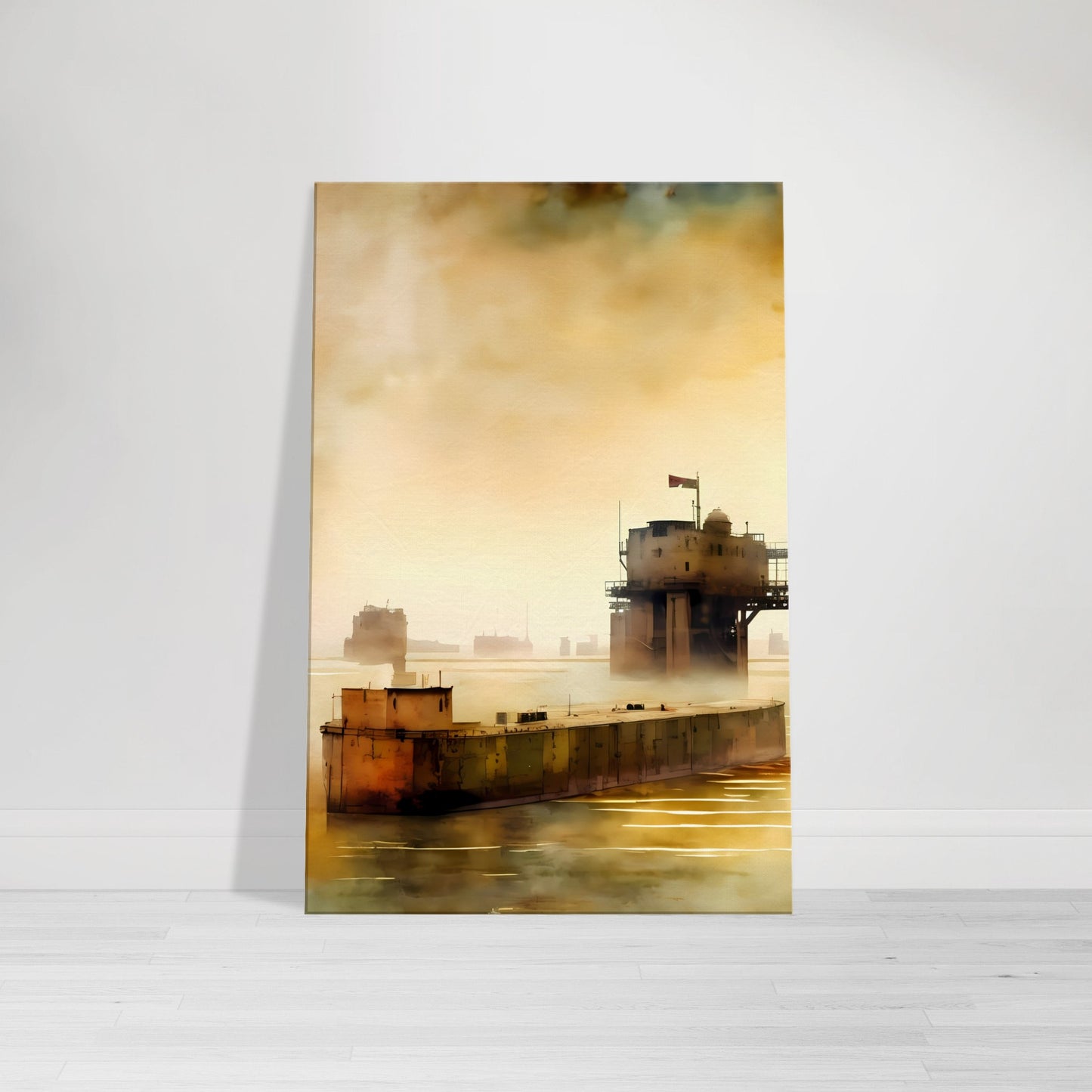 Abstract Maunsell Sea Fort Canvas Wall Art Print