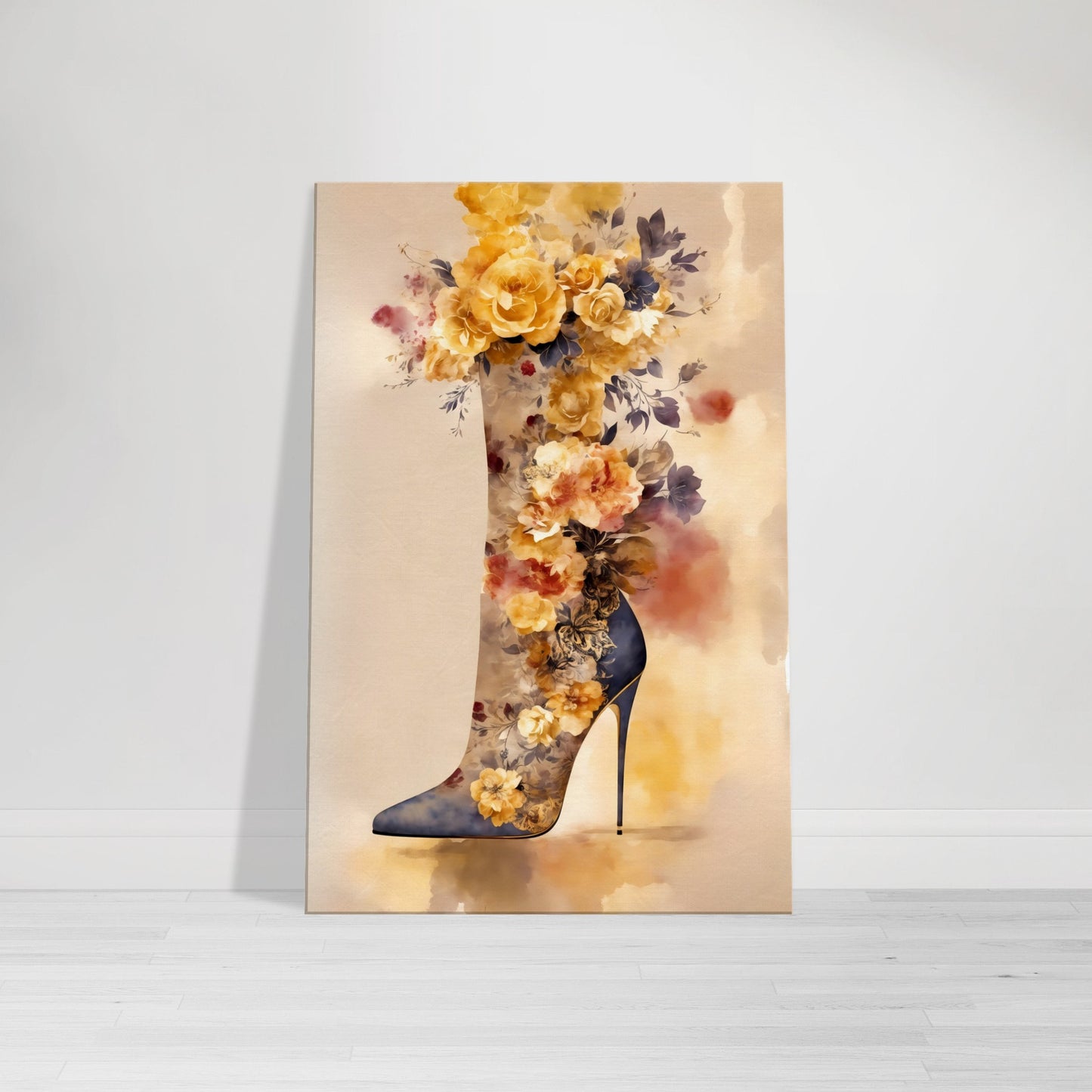 Floral Boho Boot Canvas Wall Art Print