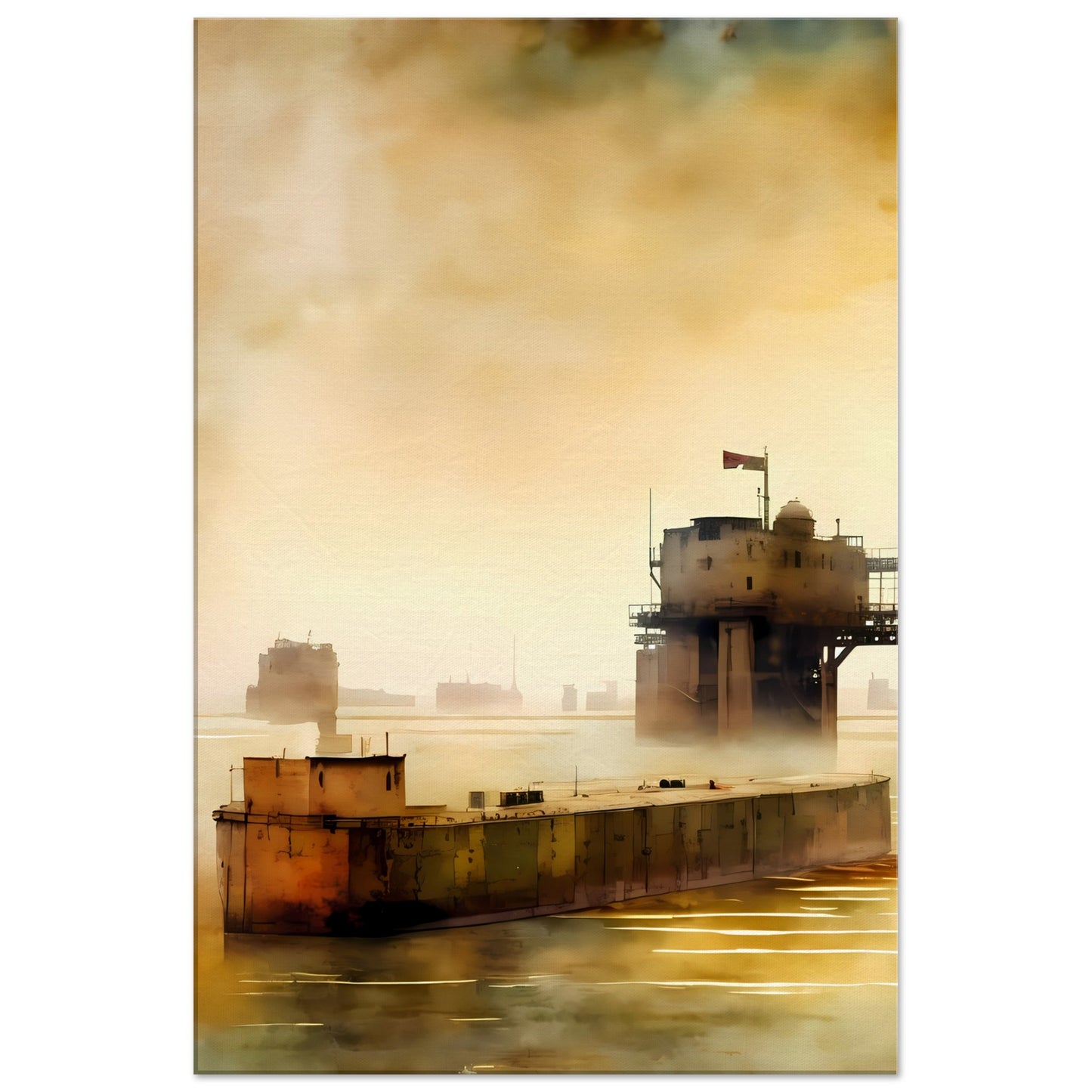 Abstract Maunsell Sea Fort Canvas Wall Art Print