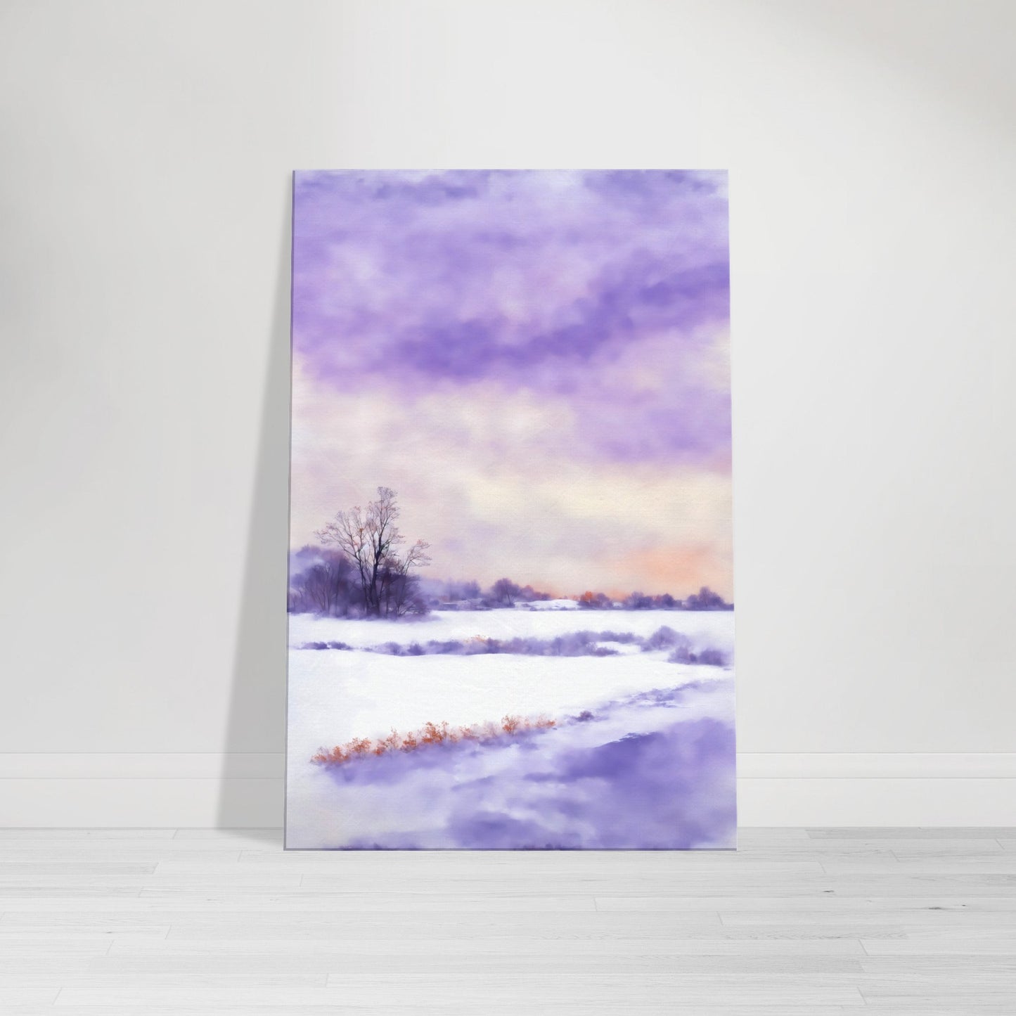 Lilac Snow Landscape Canvas Wall Art Print