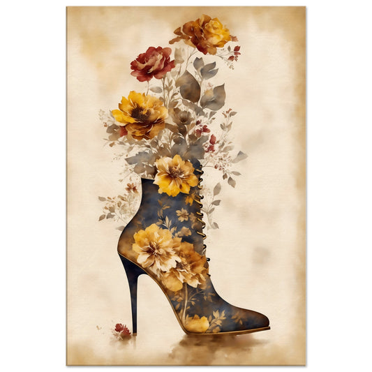 Autumn Floral Boot Canvas Wall Art Print