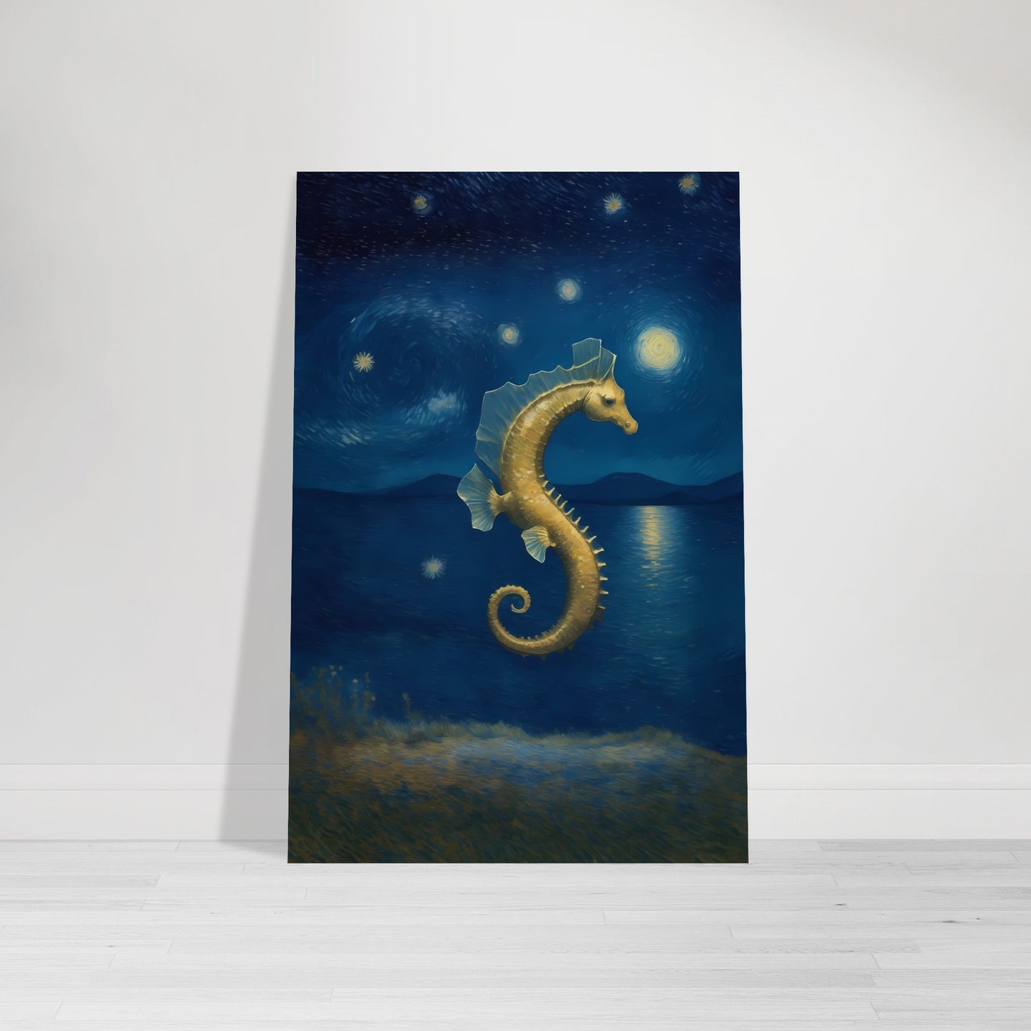 Seahorse Starry Night Wall Art Poster Print