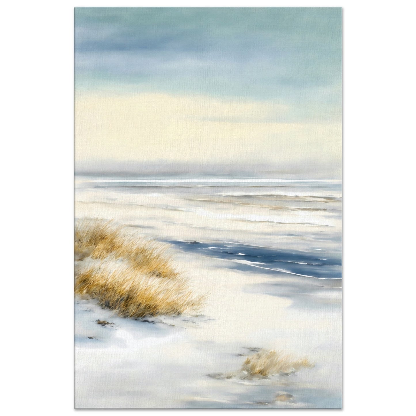 Snowy Beach View Canvas Wall Art Print