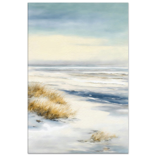 Snowy Beach View Canvas Wall Art Print