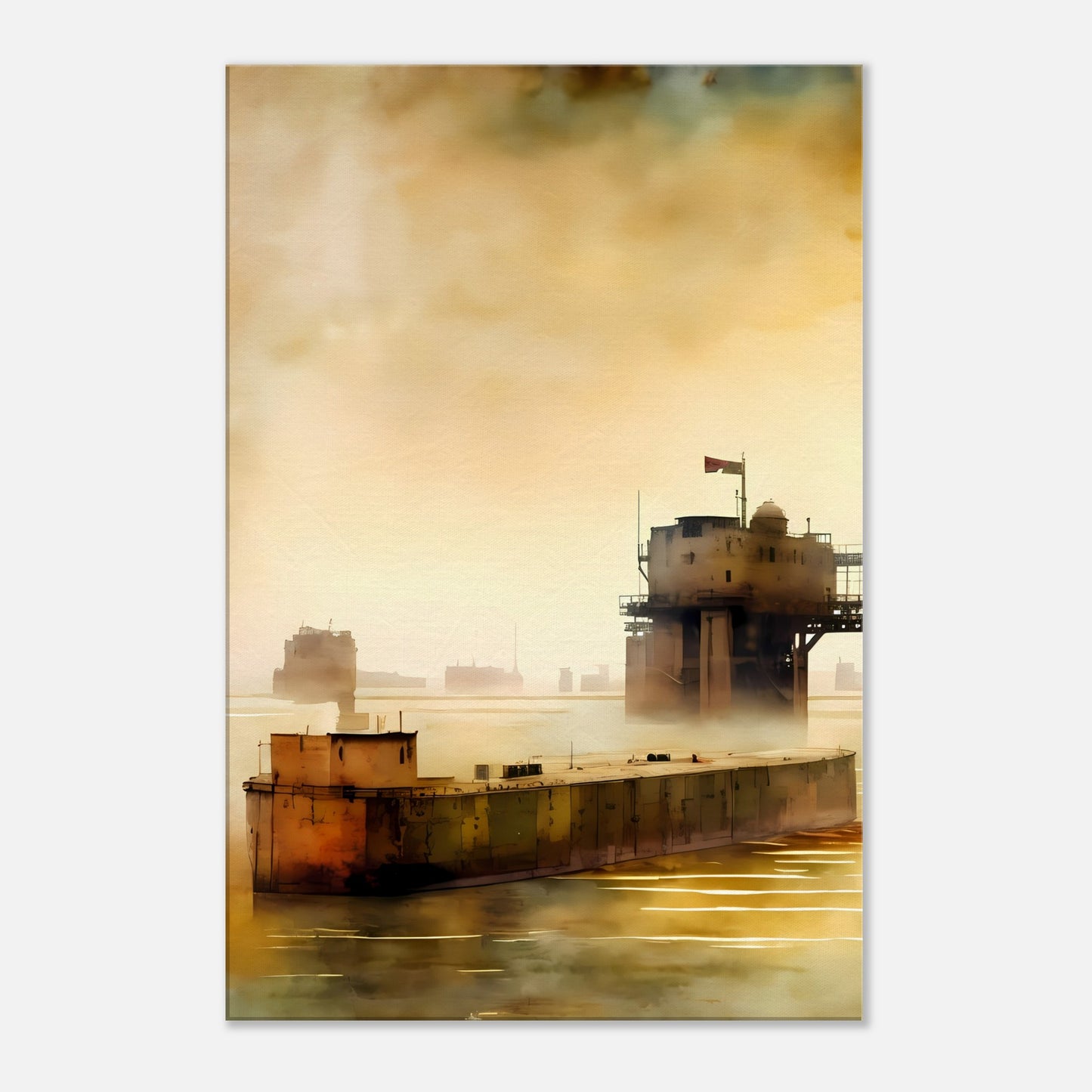 Abstract Maunsell Sea Fort Canvas Wall Art Print