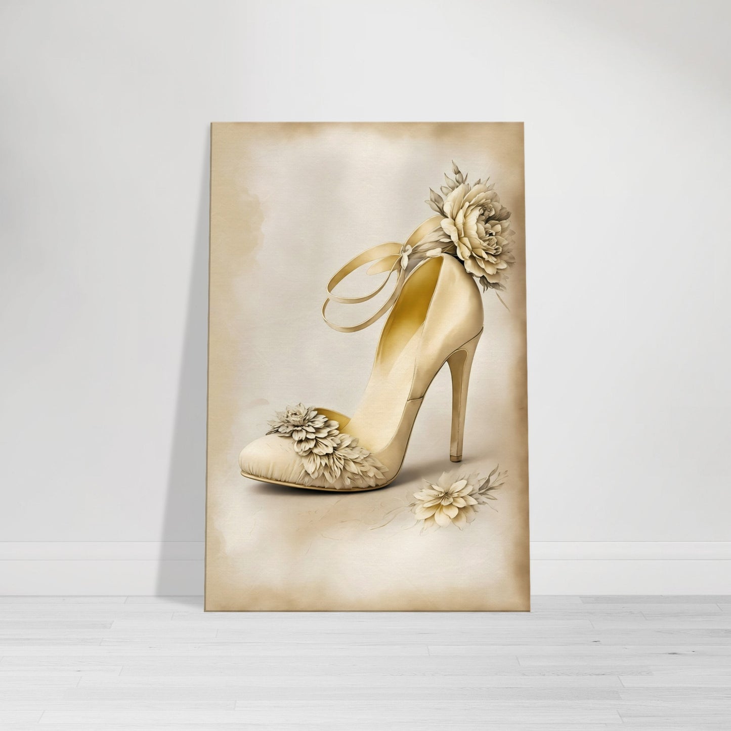 Floral Wedding Shoe Canvas Wall Art Print