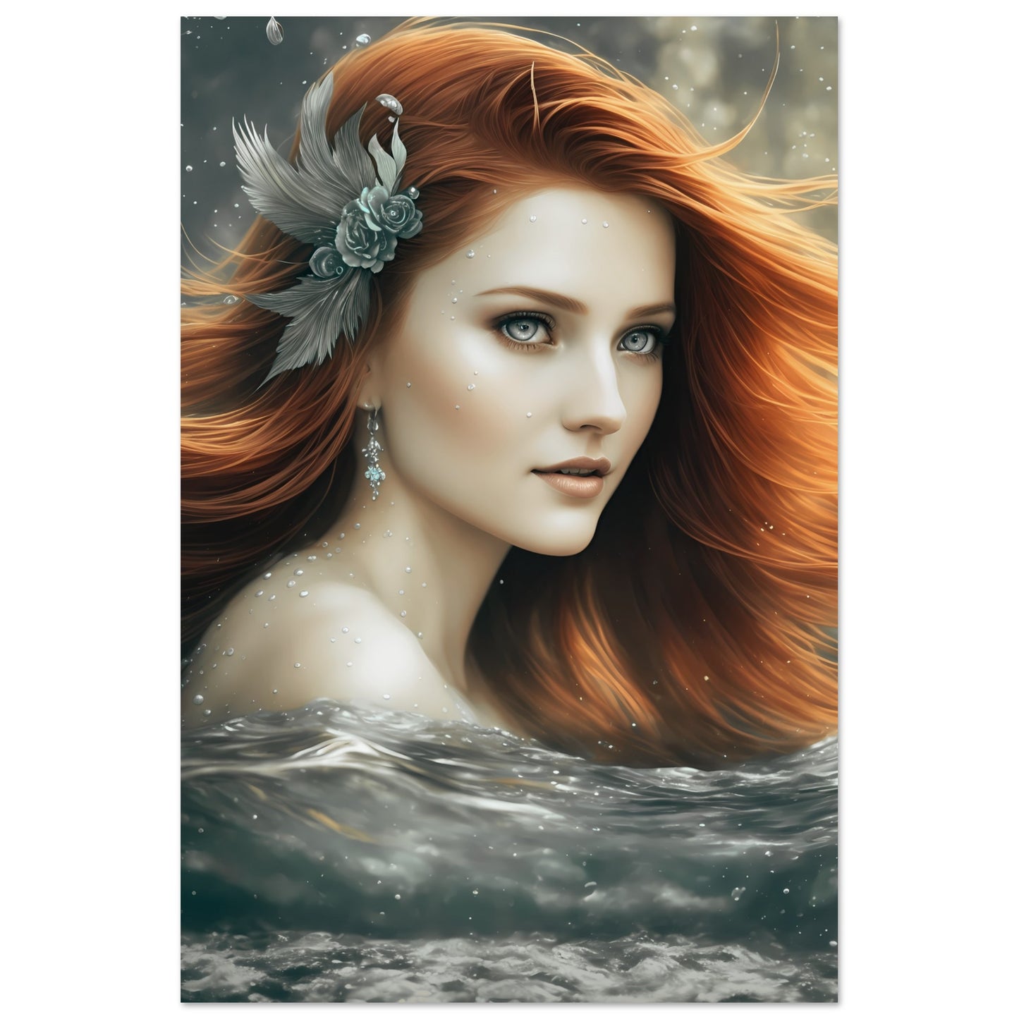 North Sea Coastal Mermaid Wall Art Poster Print