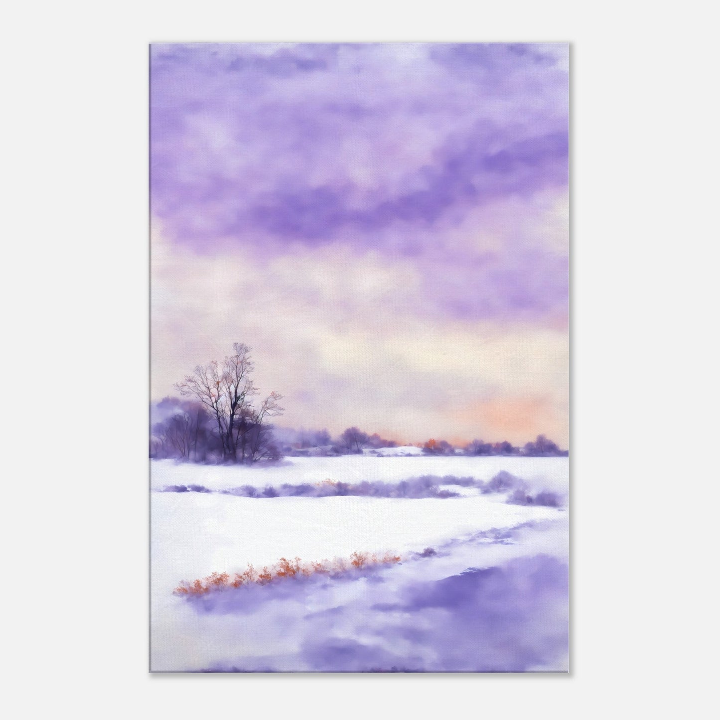 Lilac Snow Landscape Canvas Wall Art Print