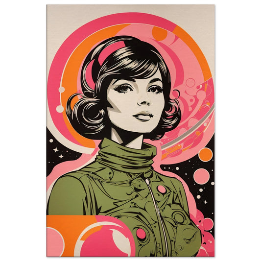 Retro Space Lady Canvas Wall Art Print