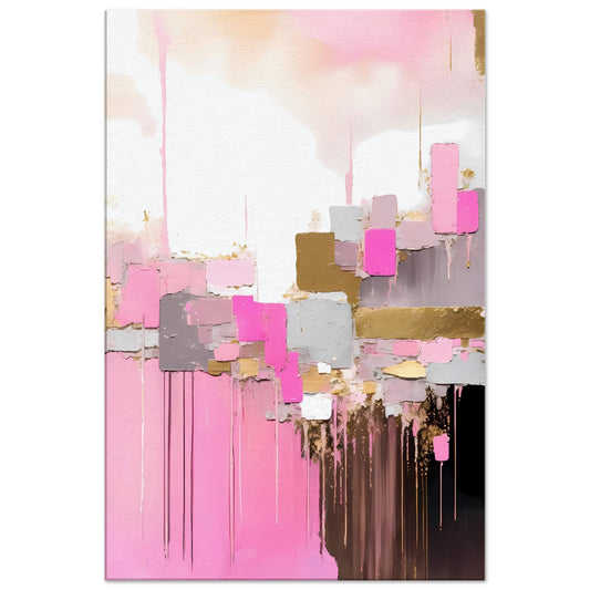 Abstract Pink River Landscape Canvas Wall Art Print