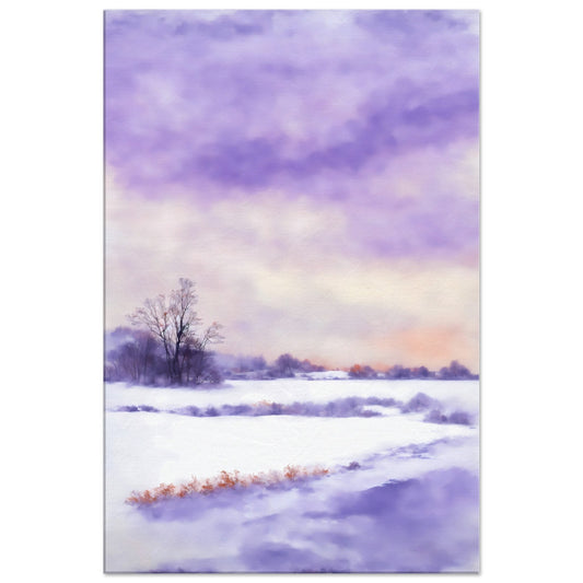 Lilac Snow Landscape Canvas Wall Art Print