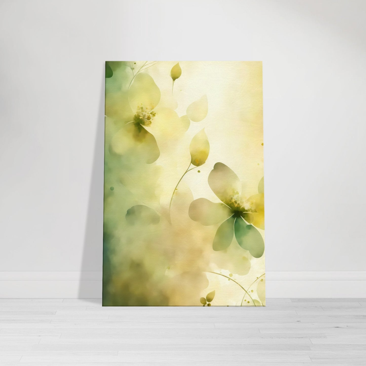 Green and Yellow Floral Canvas Wall Art Print