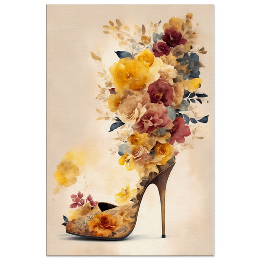 Autumn Floral Shoe Canvas Wall Art Print