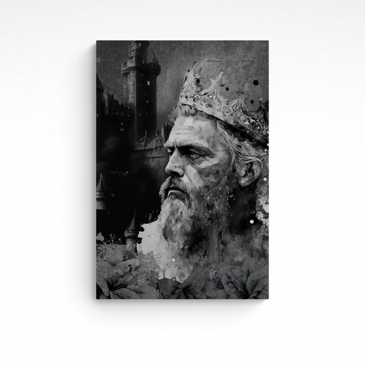 Fables of old, a possible visual representation of every man's inner strength - that strong belief in himself and his affairs. In a modern world, not all men have castles, but all men can be good Kings. This 24 inch x 36 inch print is printed with high quality inks onto a 3 mm thick 'AluDibond' aluminium panel, creating a matte and glare-free piece of art. Easy to install with its included hanging kit, so you can decorate that blank wall space straight away.